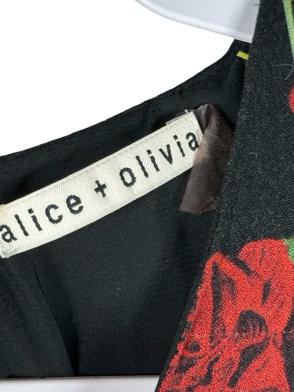Alice + Olivia Cary Black 70s Dark Floral Print Long Sleeve Mini Dress Size 2 - Picture 4 of 10